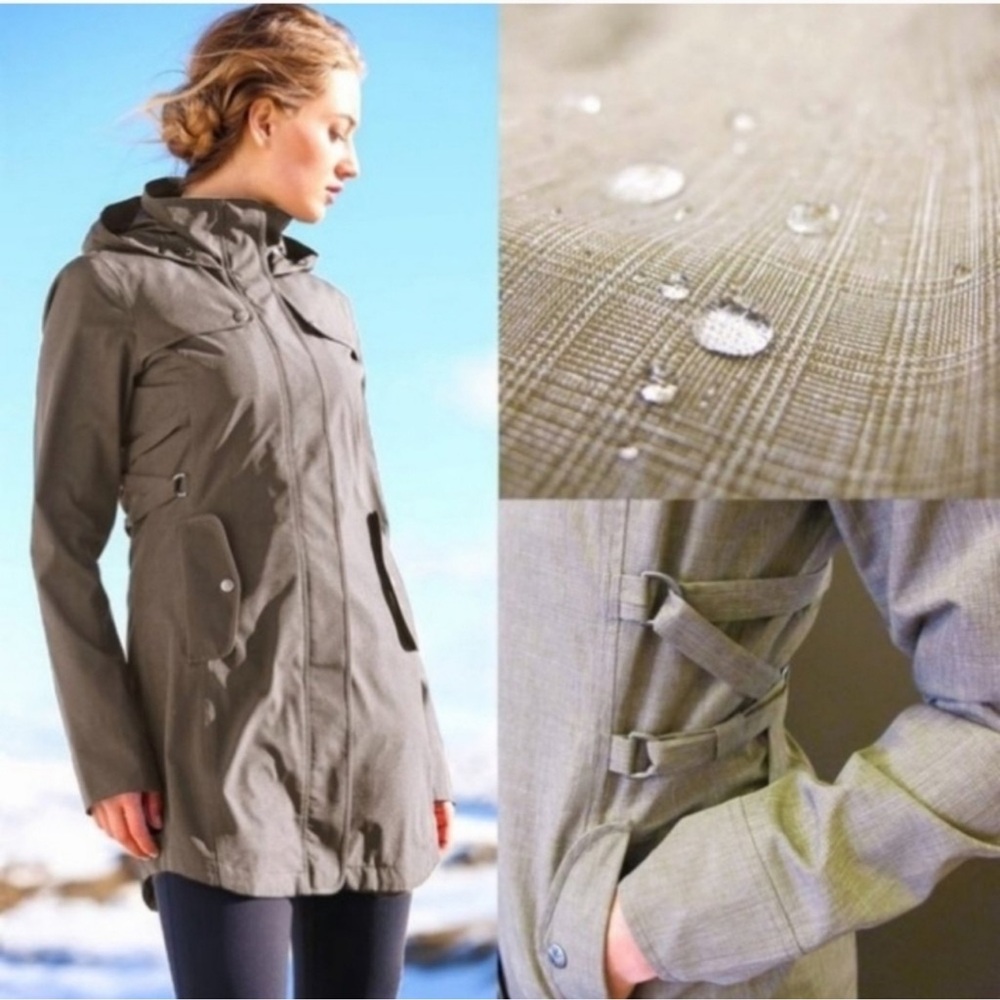 Athleta midtown trench raincoat taupe size large